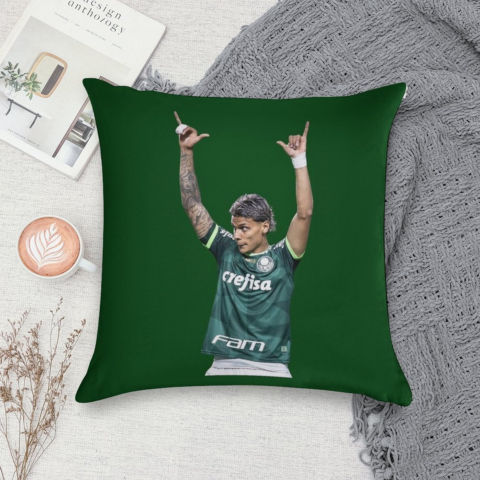 Richard Ríos Palmeiras Soft Hidden Zipper Throw Pillow