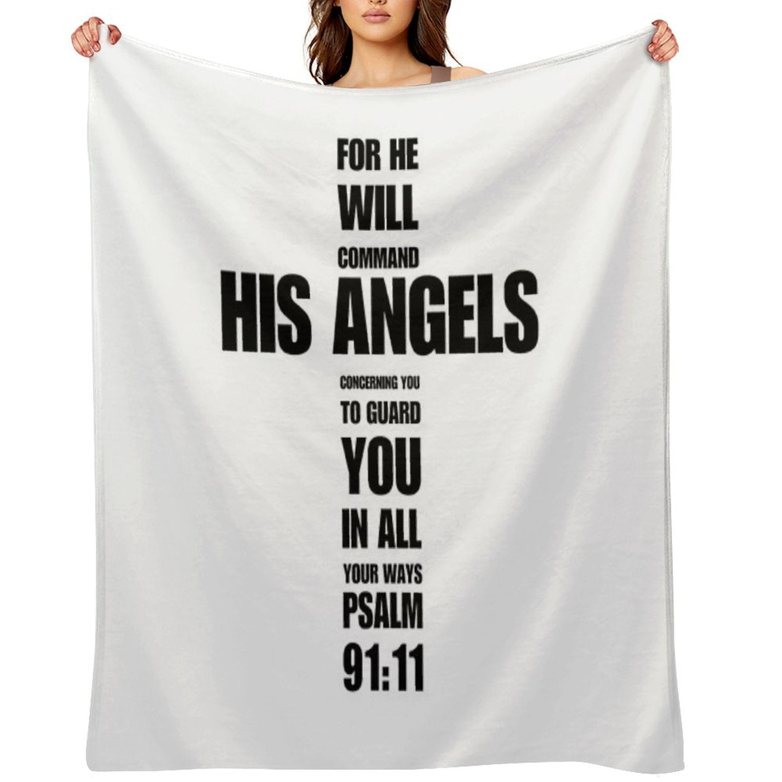Psalm 91  Bible Verse  Christian Cross  For He Will Command His Angels To Guard You In All Your Ways Easy Care Throw Blanket
