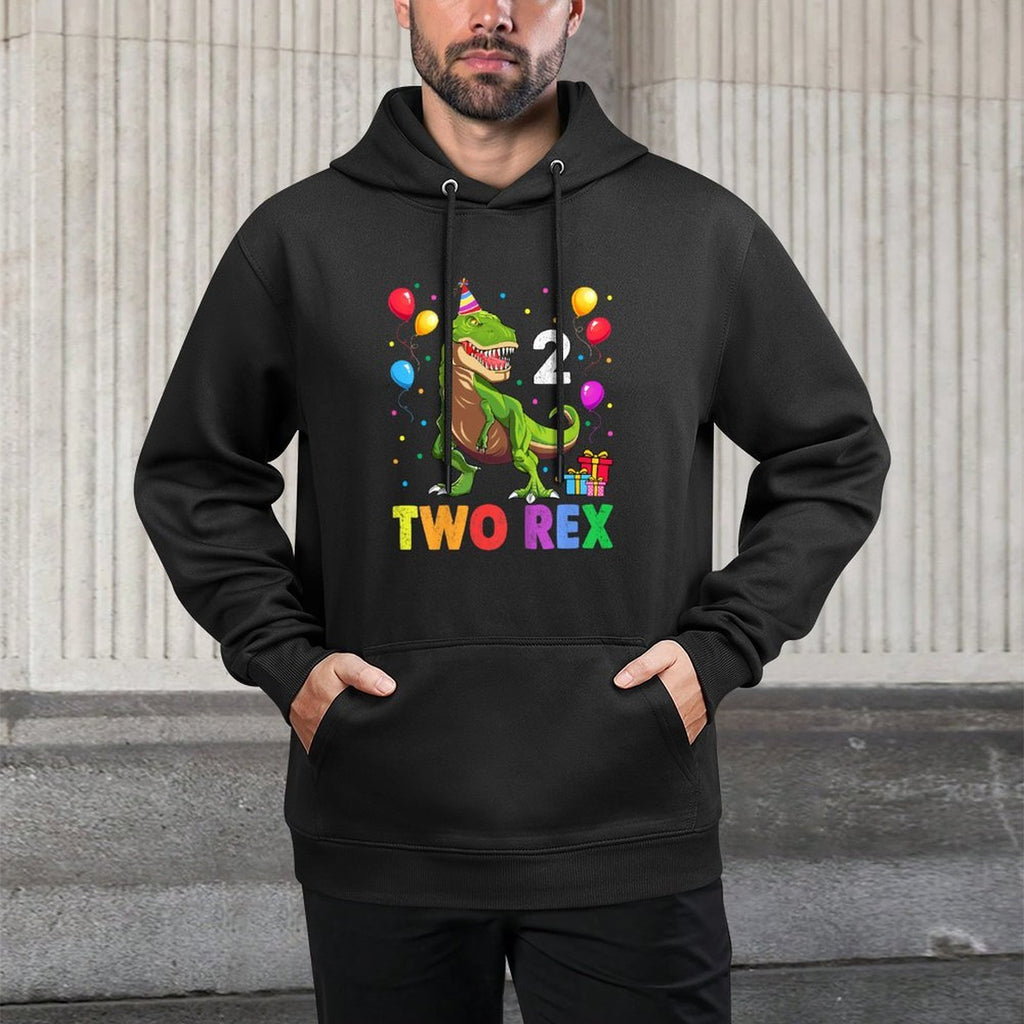 Two Rex 2nd Birthday Gift Second Dinosaur 2 Year Old Easy Care Hoodie