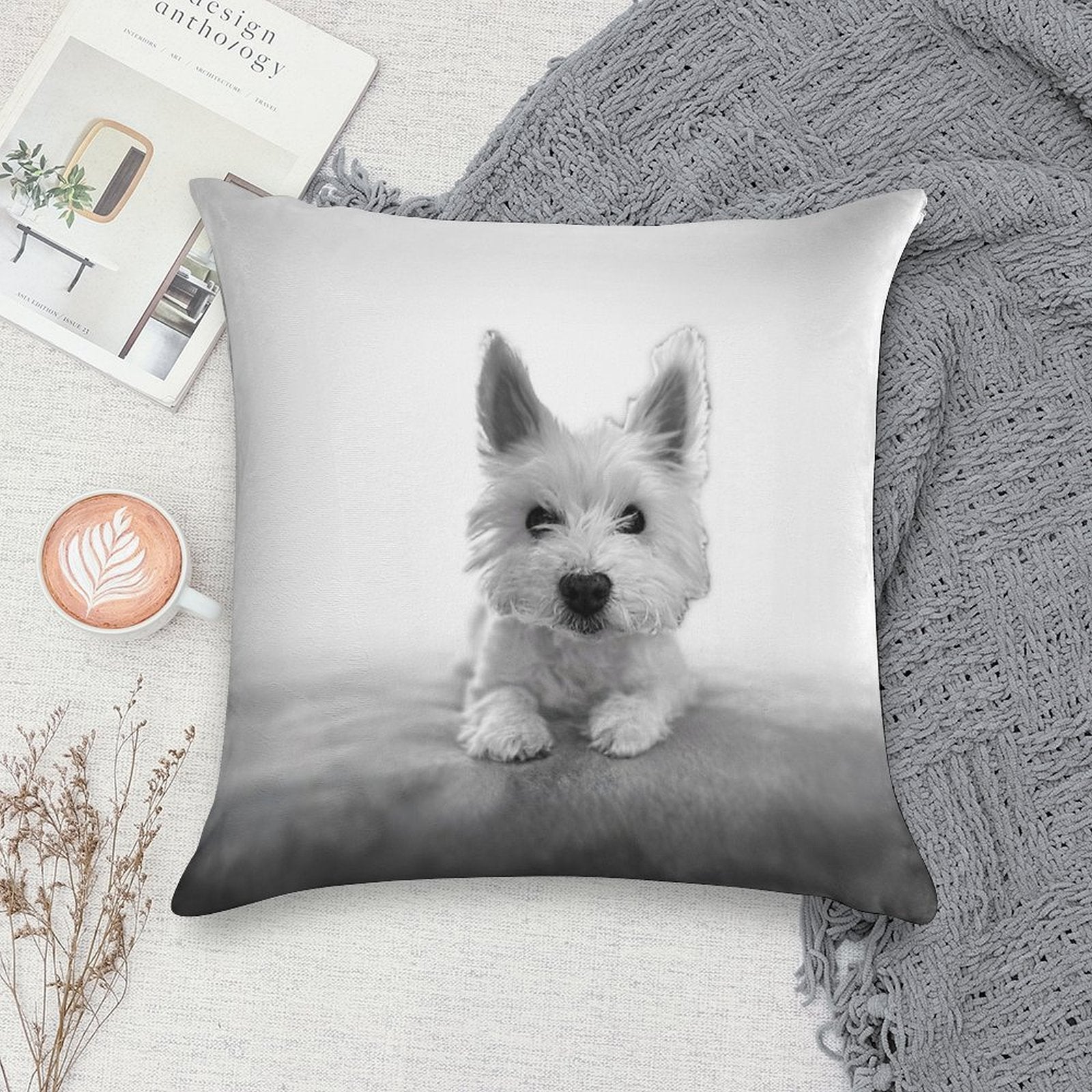 Little Blue The Westie Soft Luxury Feel Throw Pillow