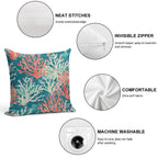 Teal Coral Reef Pattern Soft Multiple Sizes Throw Pillow