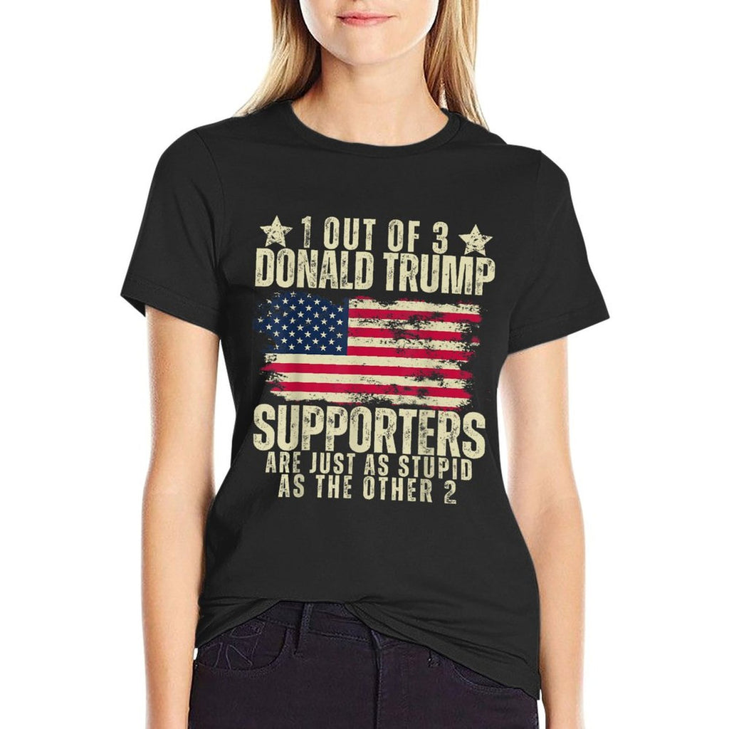 Funny American Voters United States Patriots 2024 1 Out Of 3 Donald Trump Supporters As Stupid As The Other 2, Small  Rolled Sleeves T-Shirt