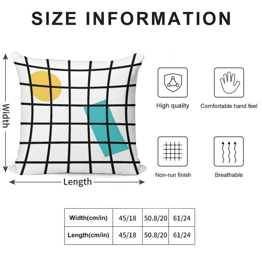 Cute Memphis Grid Soft Reinforced Edging Throw Pillow