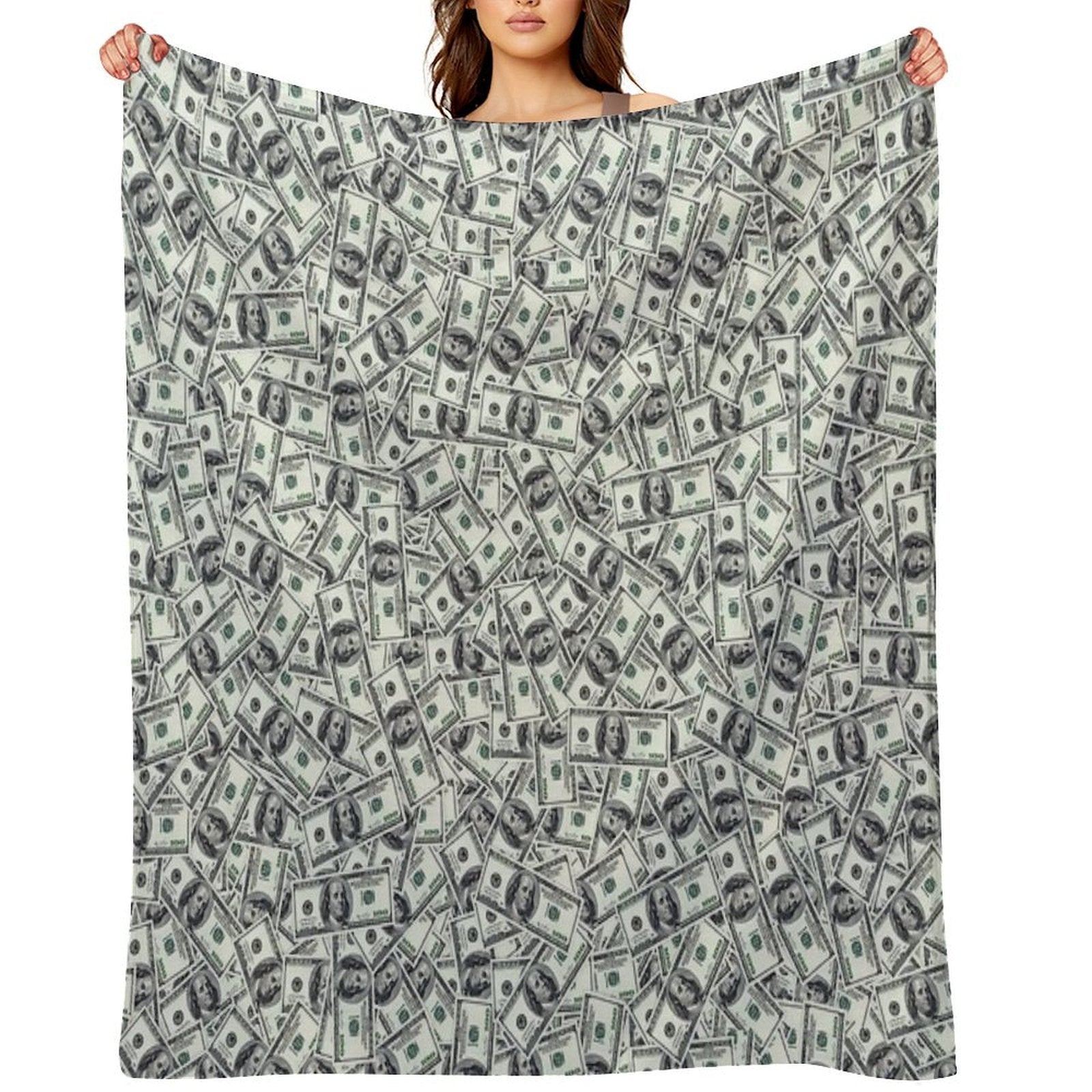 Giant Money Background 100 Dollar Bills Quick-dry Throw Blanket