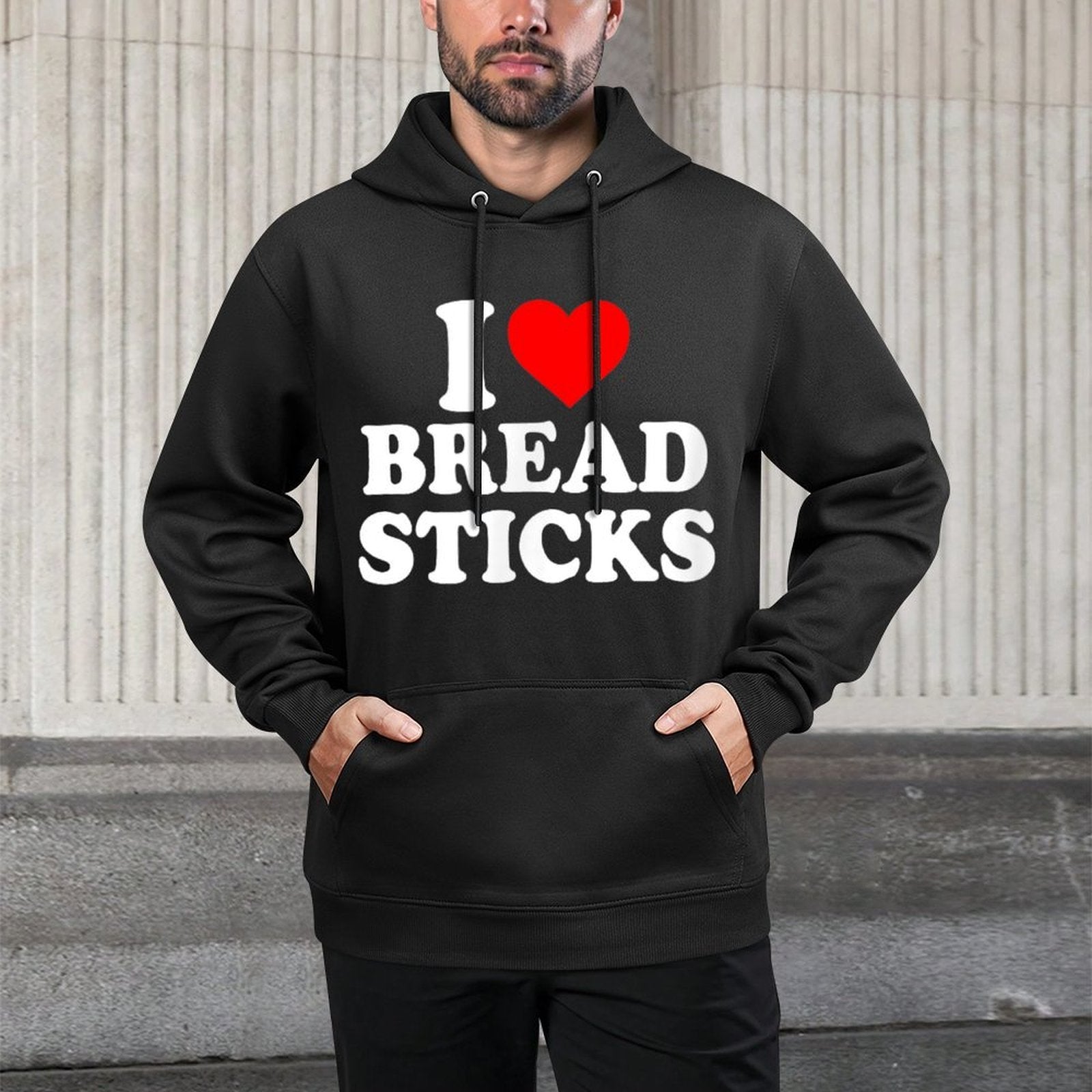 I Love Heart Breadsticks Simple Cute Funny Bread Sticks Medium-Weight Fabric Hoodie