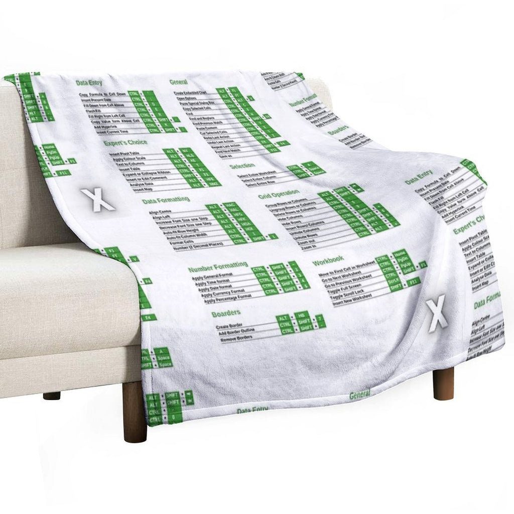 Excel Shortcuts White And Black Wrinkle-free Throw Blanket