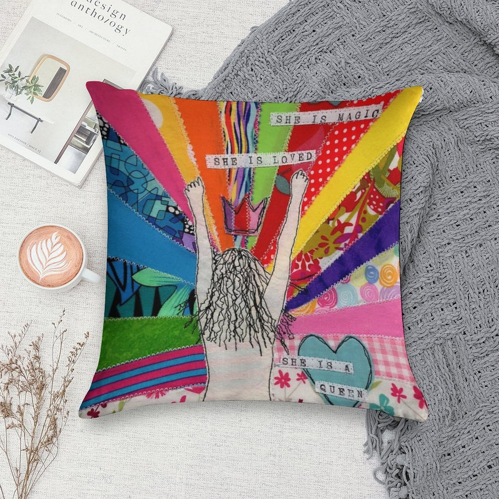 She Is A Queen Soft Washable Throw Pillow