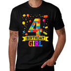 4 Year Old Building Blocks 4th Birthday Girl Block Building  Lightweight T-Shirt