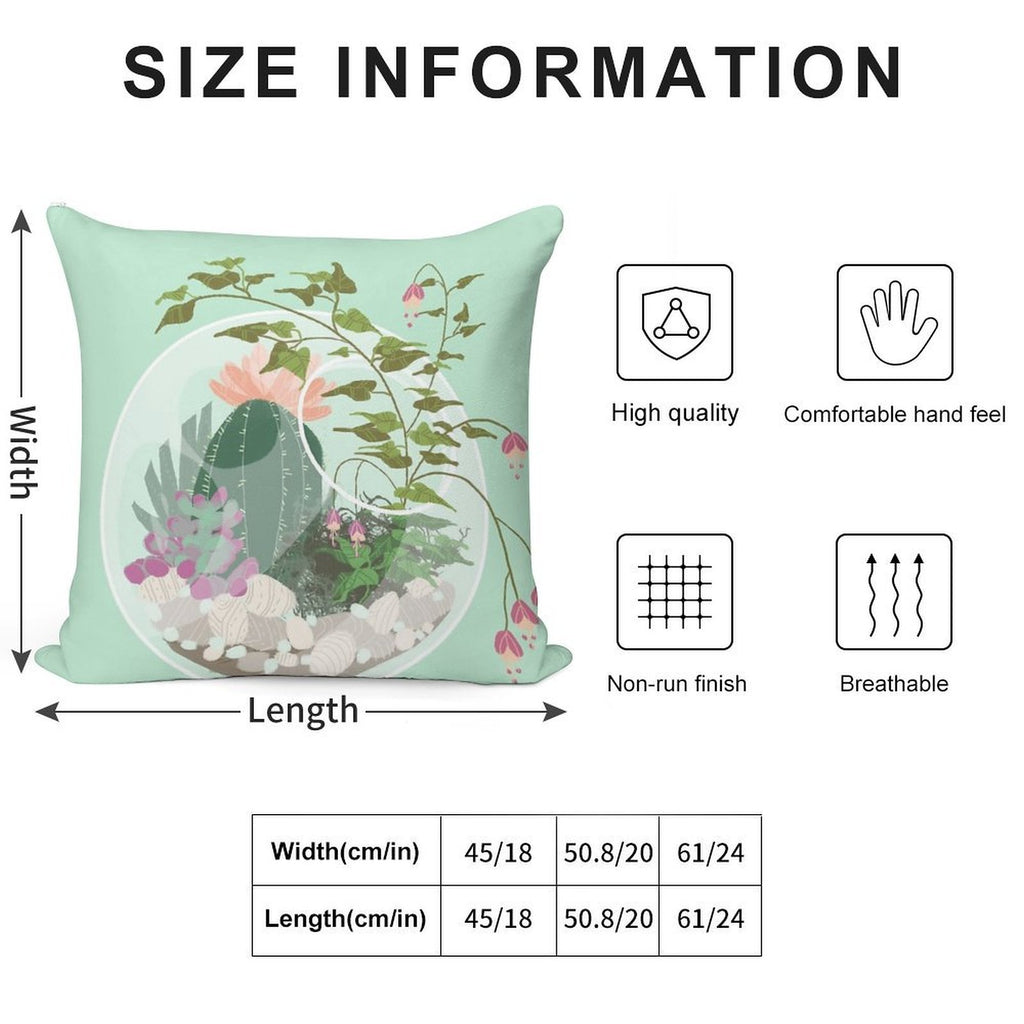 Round Terrarium Soft Home Decor Throw Pillow