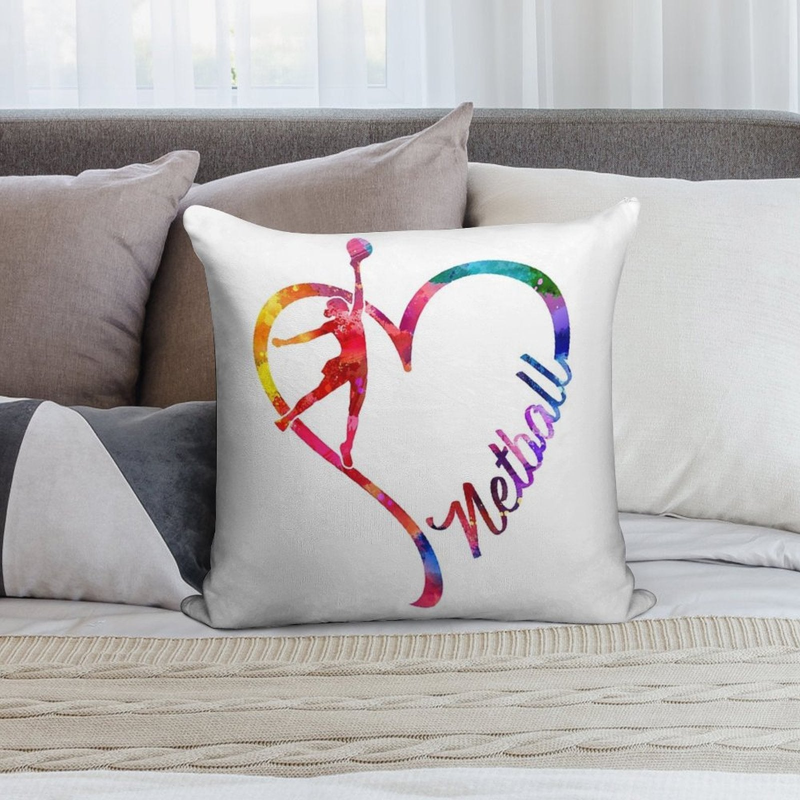 Netball Heart Soft High-Density Material Throw Pillow