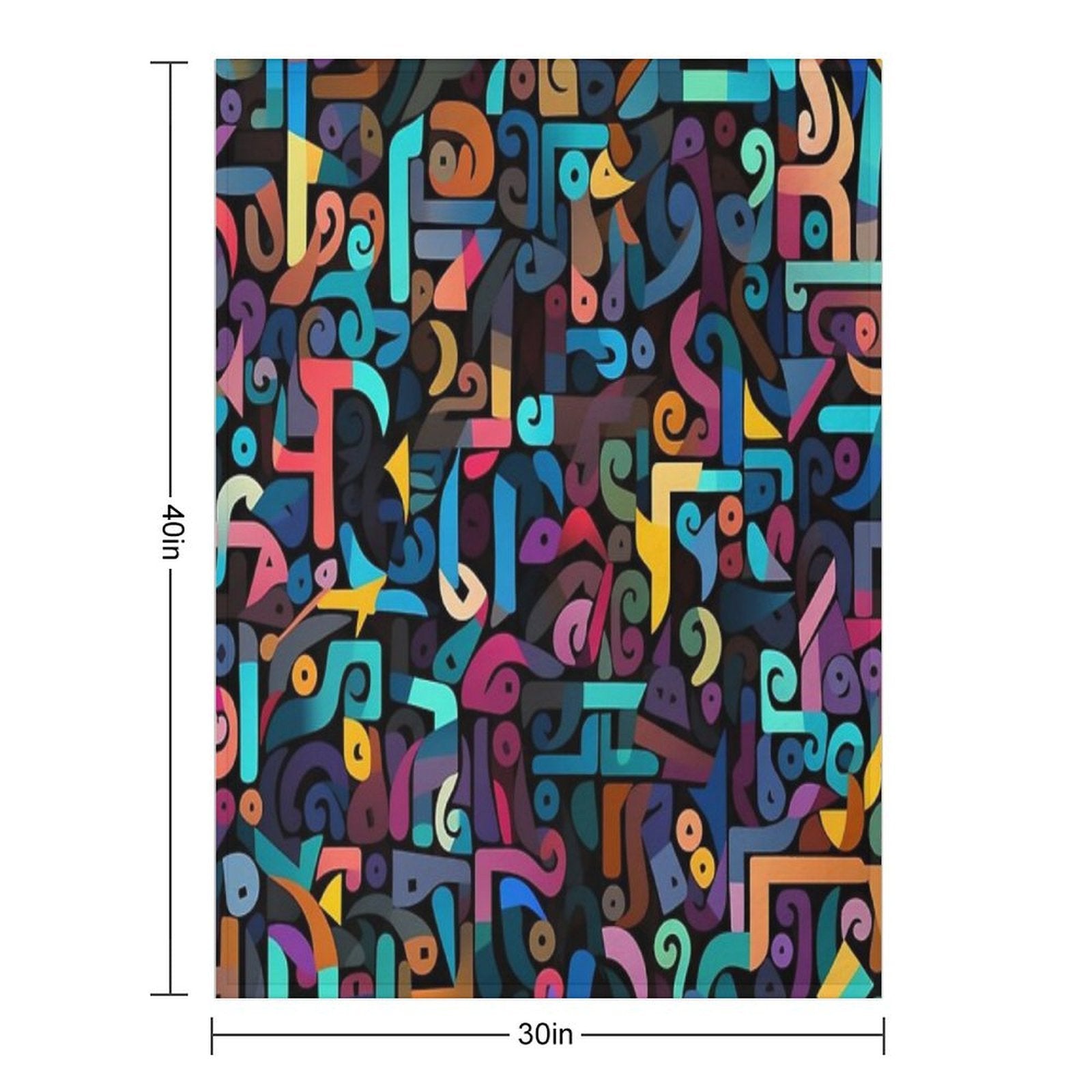 Colorful Fantasy Pattern Orange Yellow Green Red Turquoise Black Ornaments Easy Care Throw Blanket
