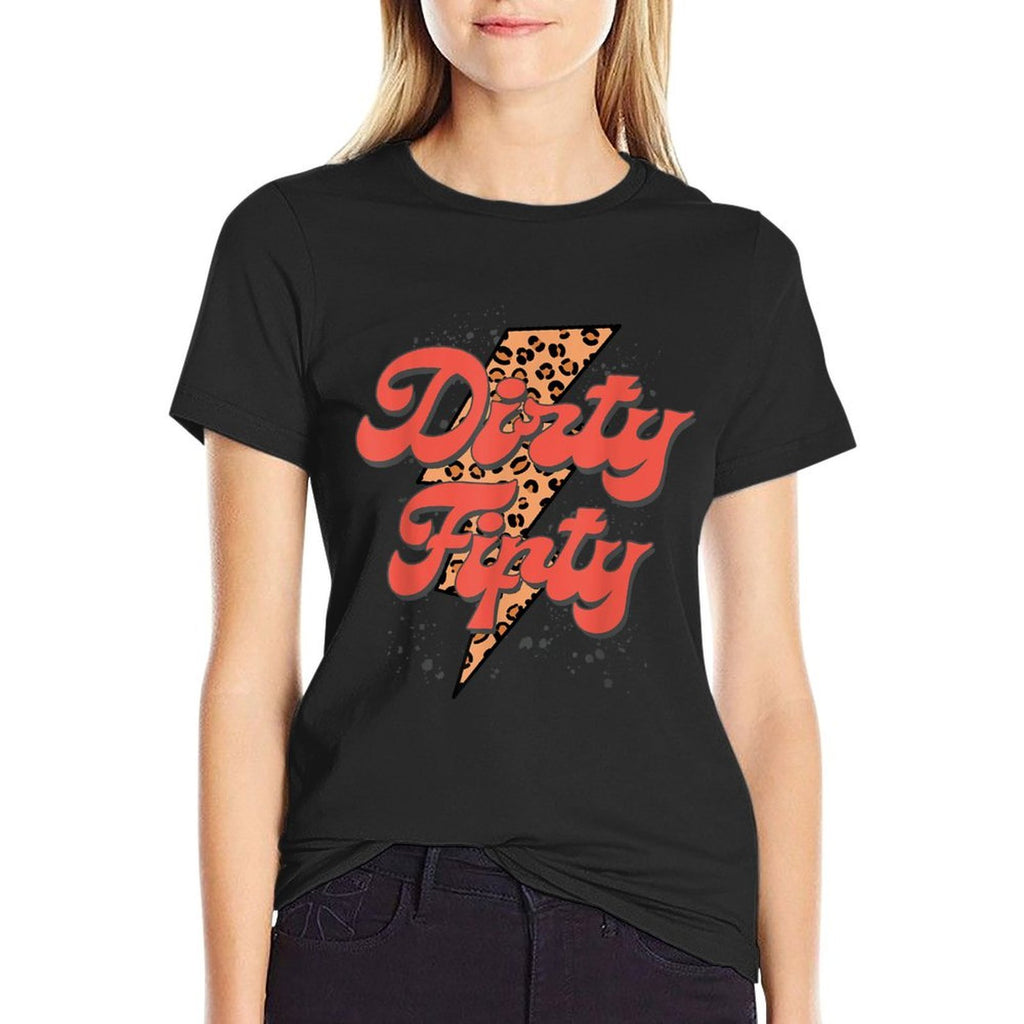 Dirty Fifty Leopard Bolt, 50th Birthday, Dirty 50 Party  Moisture-wicking T-Shirt