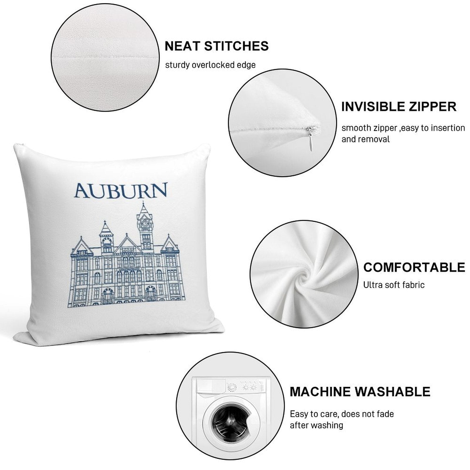 Samford Hall Soft Decorative Cover Throw Pillow