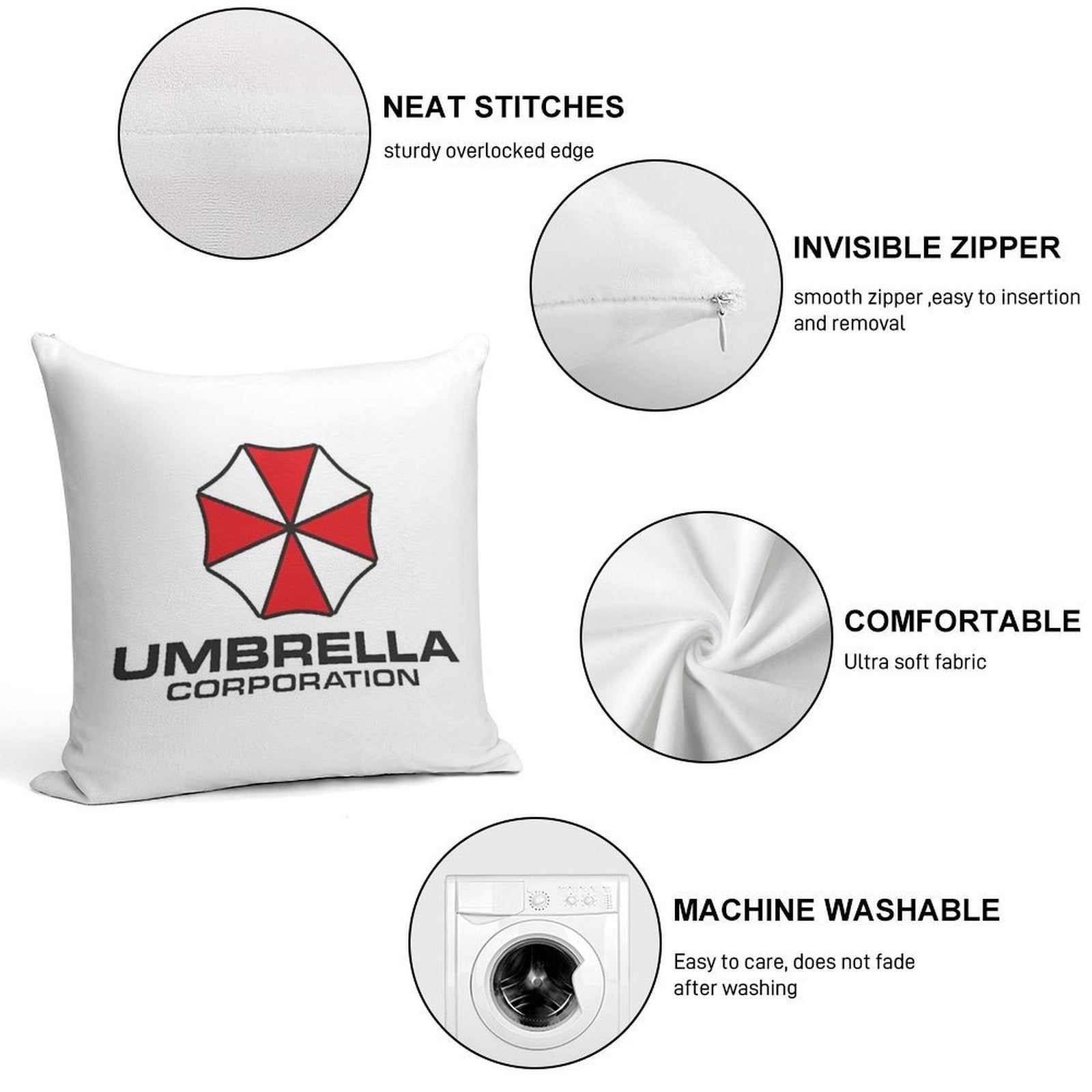 Umbrella Corporation Soft Luxury Feel Throw Pillow