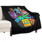 Geometric Dash Plush Throw Blanket