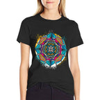 Sacred Geometry Art Meditation Flower Circle Yoga Mandala  Slim-fit Cut T-Shirt