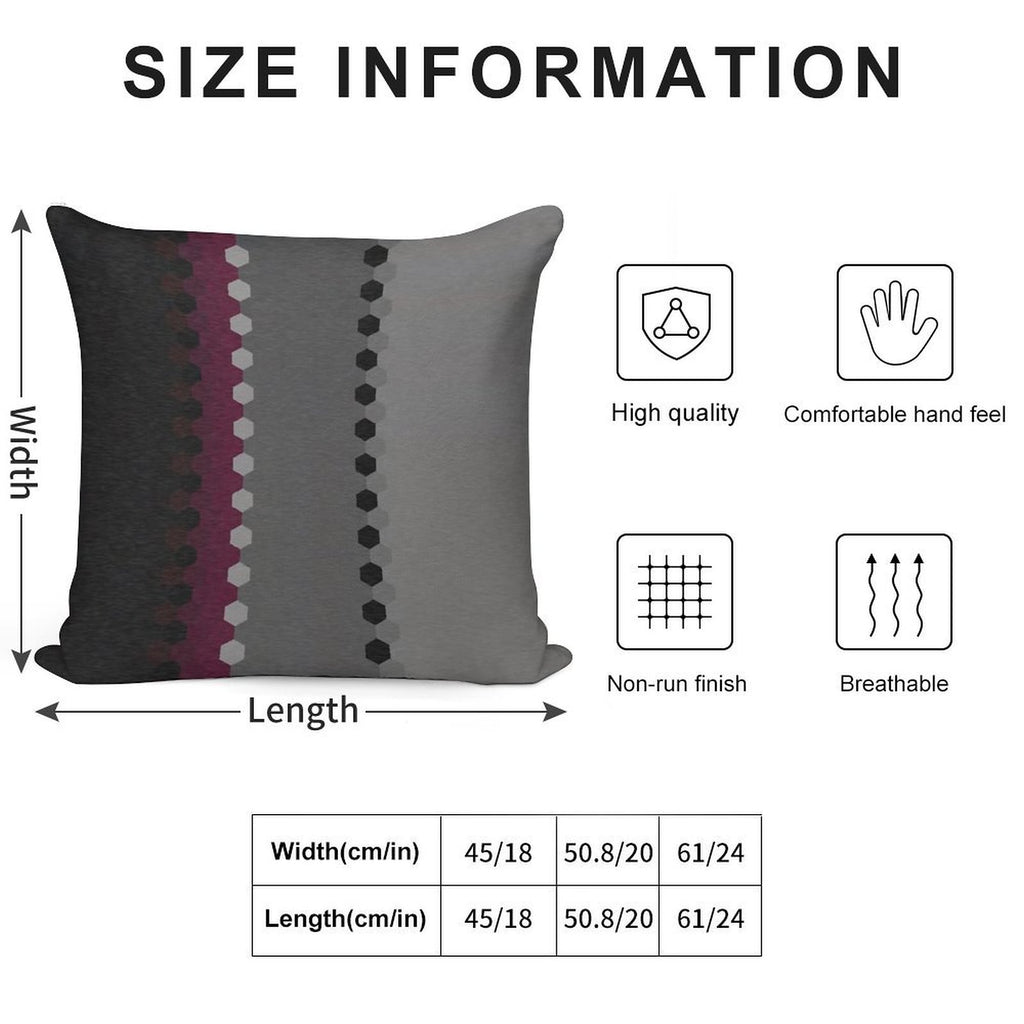Modern Burgundy Black Grey Dot Stripes Soft High-Density Material Throw Pillow
