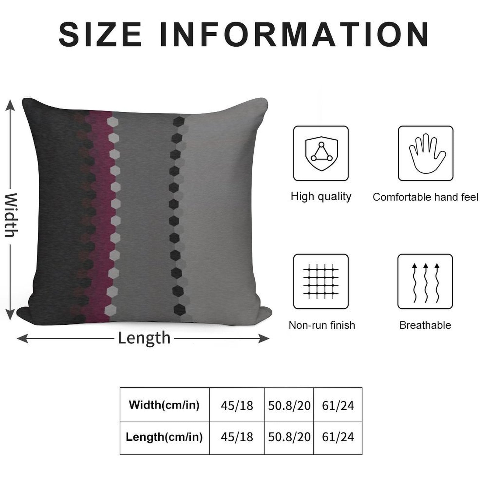 Modern Burgundy Black Grey Dot Stripes Soft High-Density Material Throw Pillow