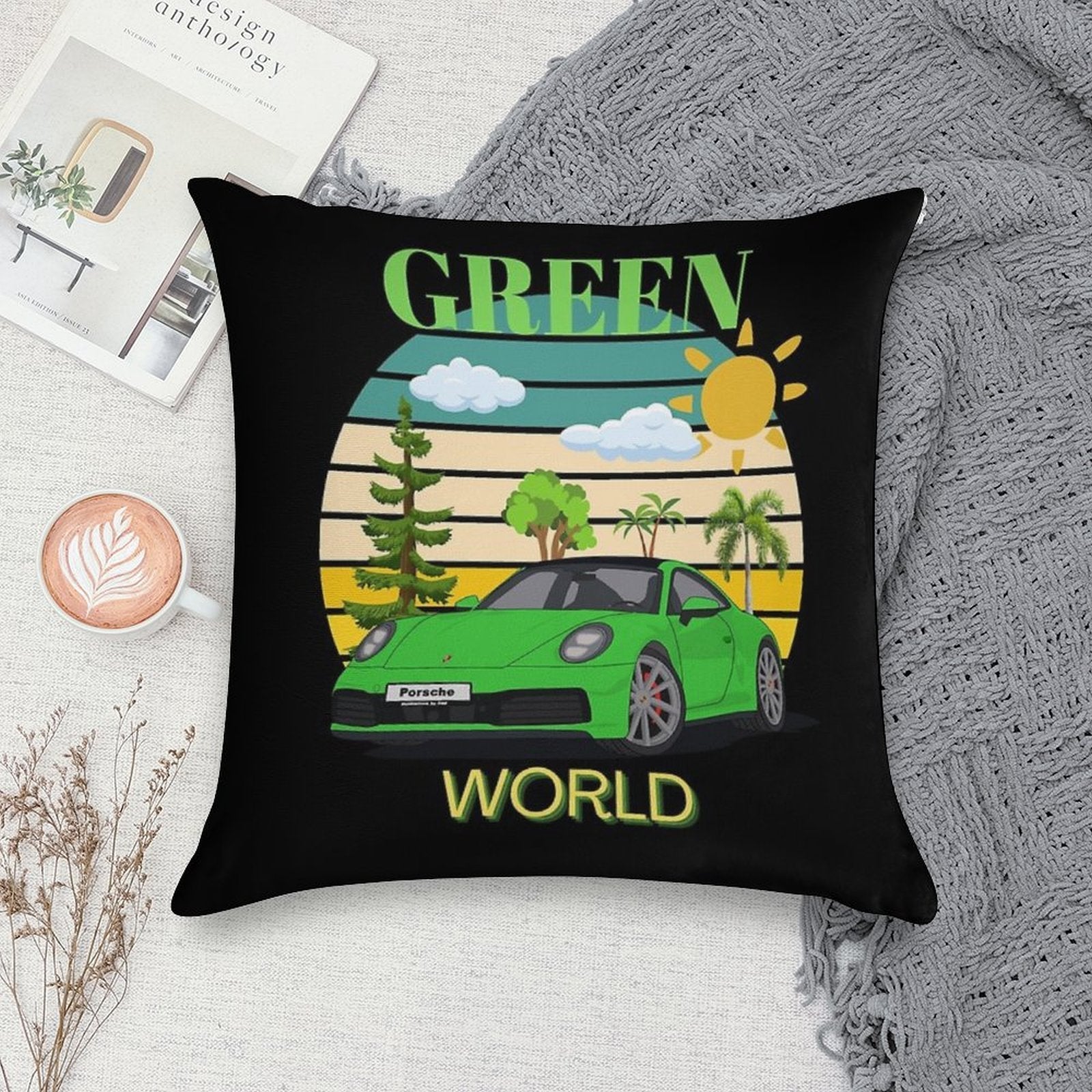 GREEN Soft High-Density Material Throw Pillow