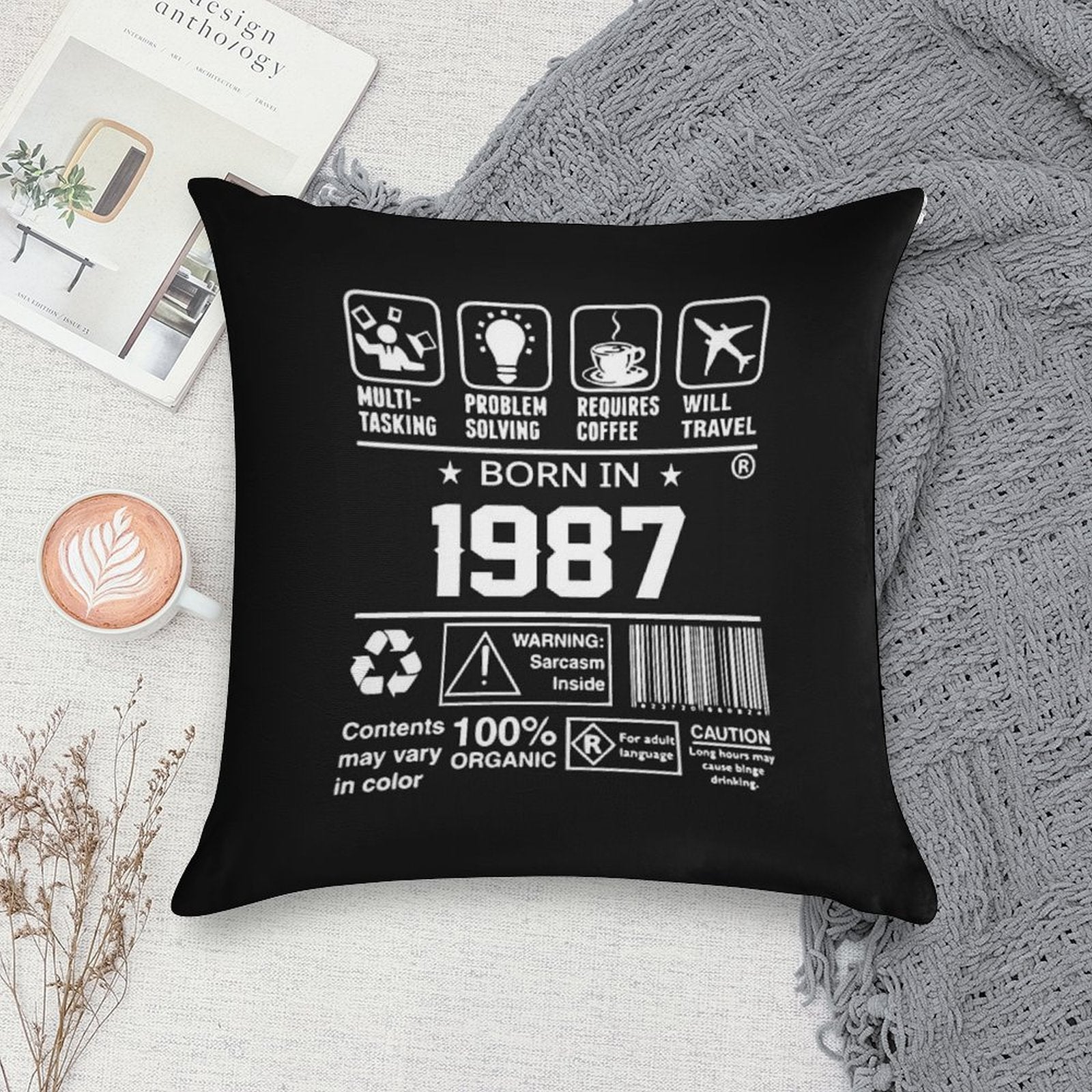 1987 Birthday Party Organic Soft Home Decor Throw Pillow