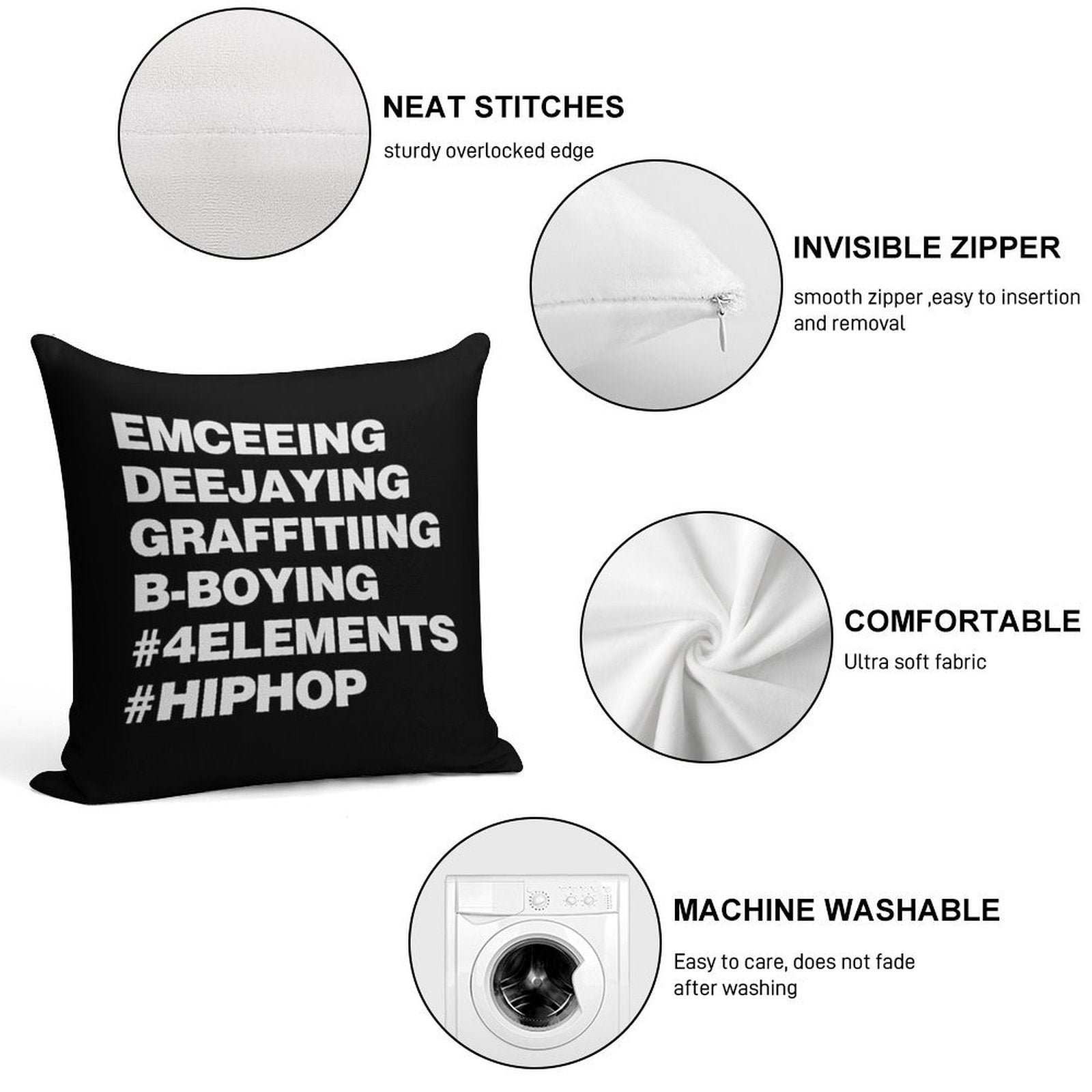 The Four Elements of Hip Hop Soft Gift Ready Throw Pillow