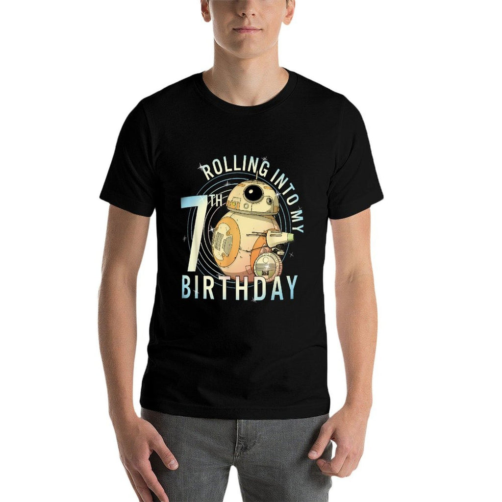 Star Wars BB-8 & D-O Rolling Into My 7th Birthday  Stretchy T-Shirt