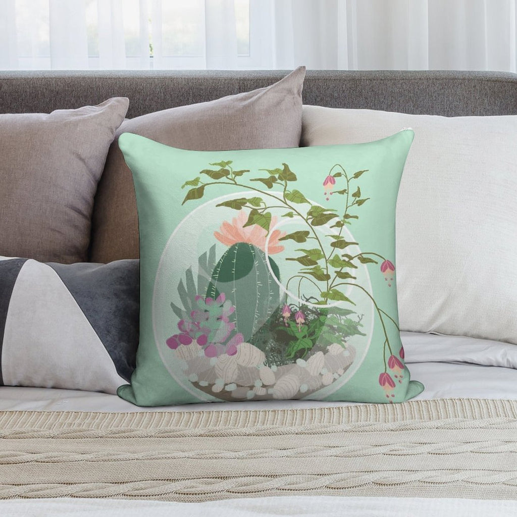 Round Terrarium Soft Home Decor Throw Pillow