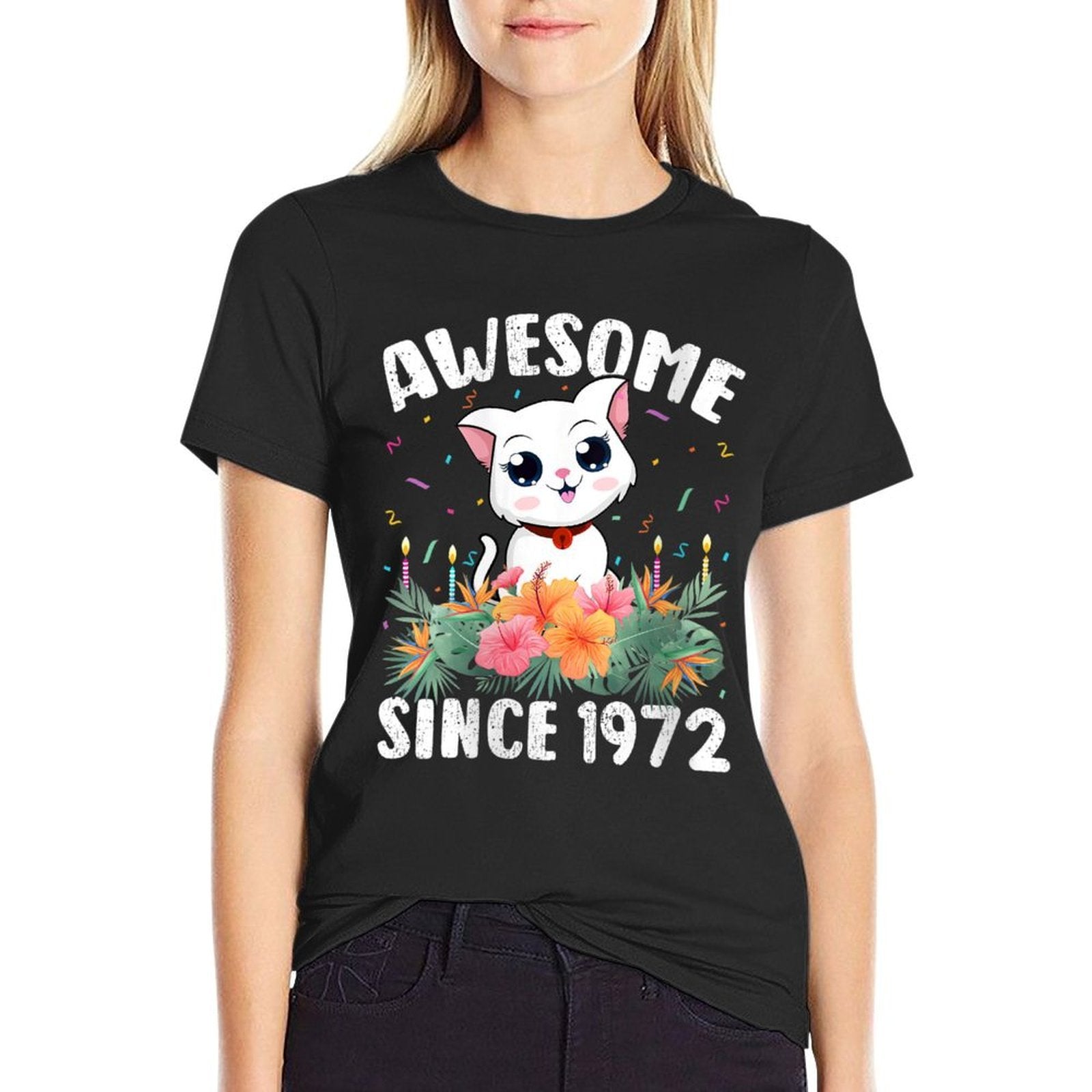 Womens 50 Years Old Cat Lover Awesome Since 1972 50th Birthday  Quick-drying T-Shirt