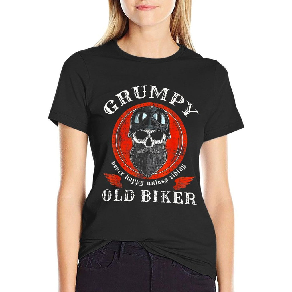 Grumpy Old Biker Never Happy Unless Riding  Soft T-Shirt