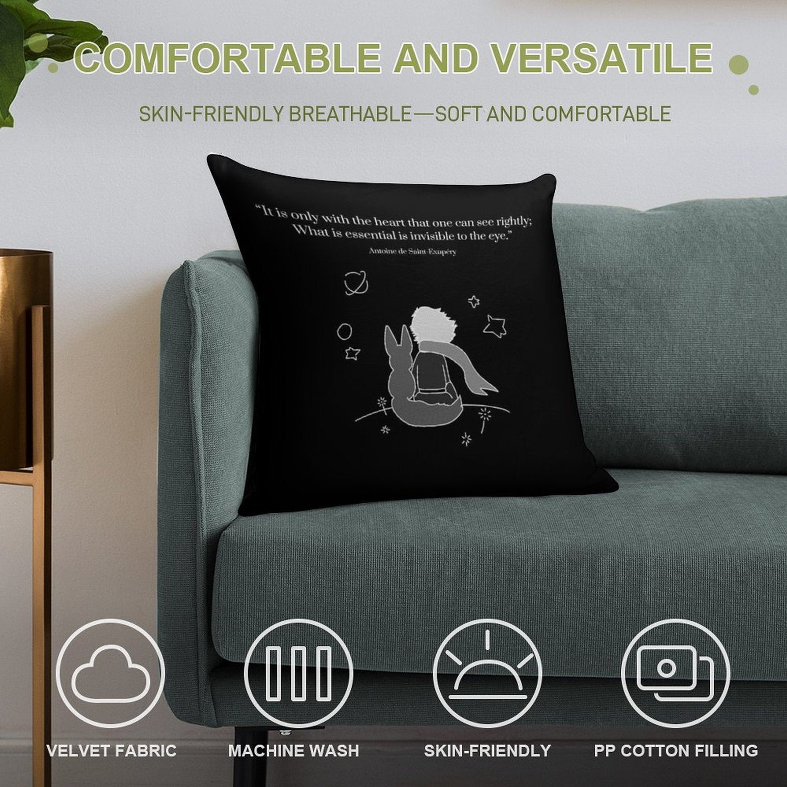 THE LITTLE PRINCE (black And White) Soft Fade-Resistant Throw Pillow