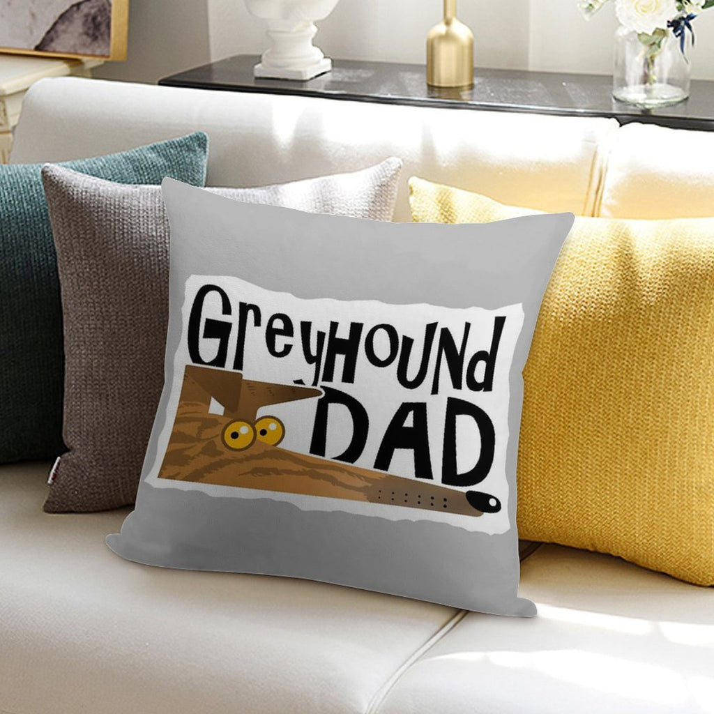 Greyhound Dad (brindle) Soft Short Plush Fabric Throw Pillow