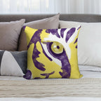 Purple And Gold Watercolor Tiger Artwork Soft Ultra-Soft Texture Throw Pillow