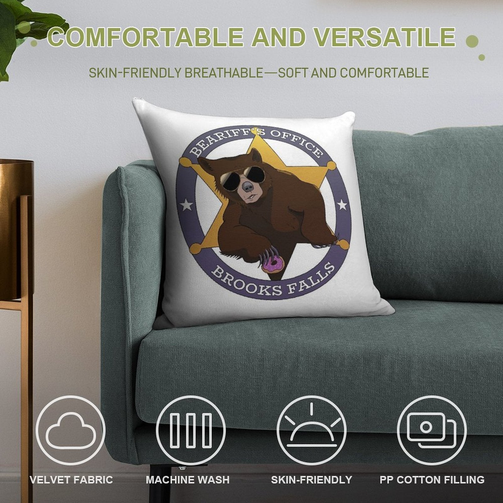 The Beariff Soft Decorative Cover Throw Pillow