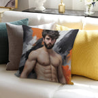 Sexy Guy Portrait Andrew Holquist Inspired Background Soft Decorative Cover Throw Pillow