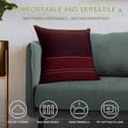 Rich Burgundy Ombre Wine with Gold Stripes Soft Reinforced Edging Throw Pillow
