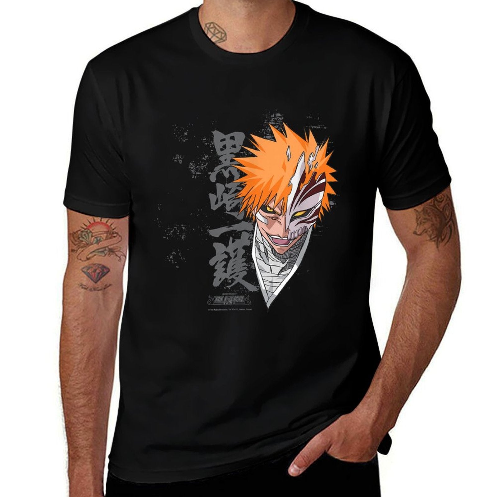 Bleach Ichigo Transform Splatter Pattern Anime  Durable T-Shirt