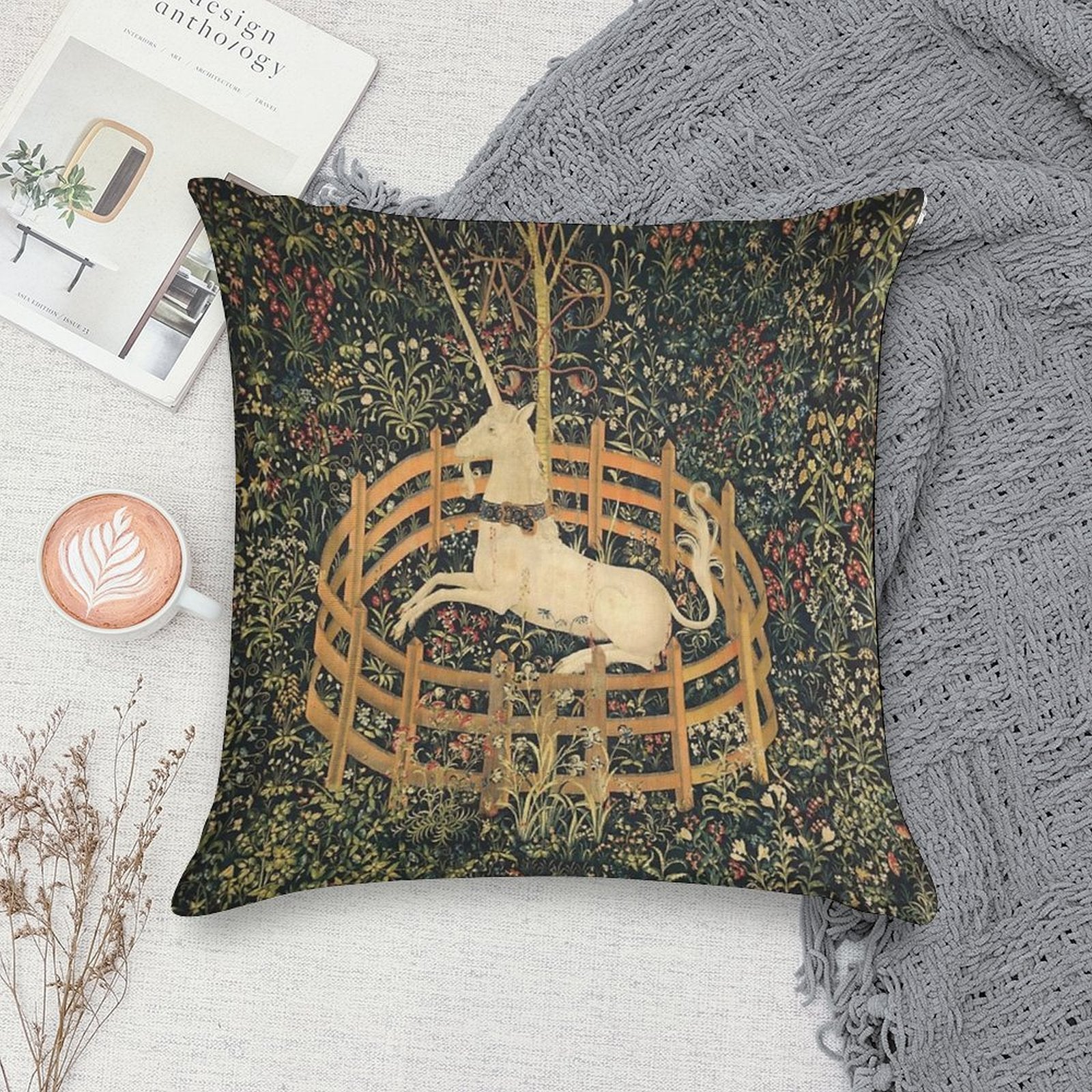 Unicorn Tapestry Soft Decorative Cover Throw Pillow