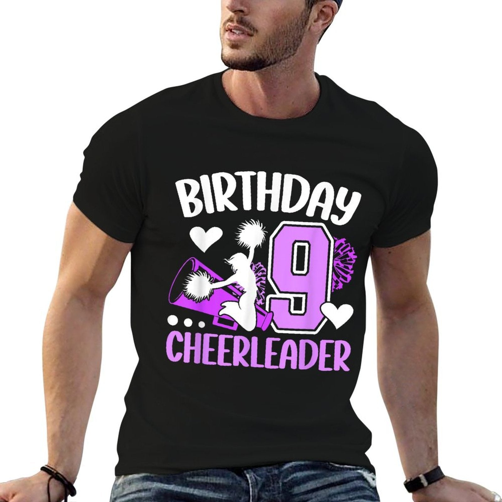 9th Cheer Birthday Party 9 Year Old Cheerleader  Durable T-Shirt