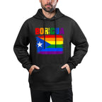 Retro Boricua Gay LGBTQ Pride Ally Puerto Rican Rainbow Unisex Design Hoodie