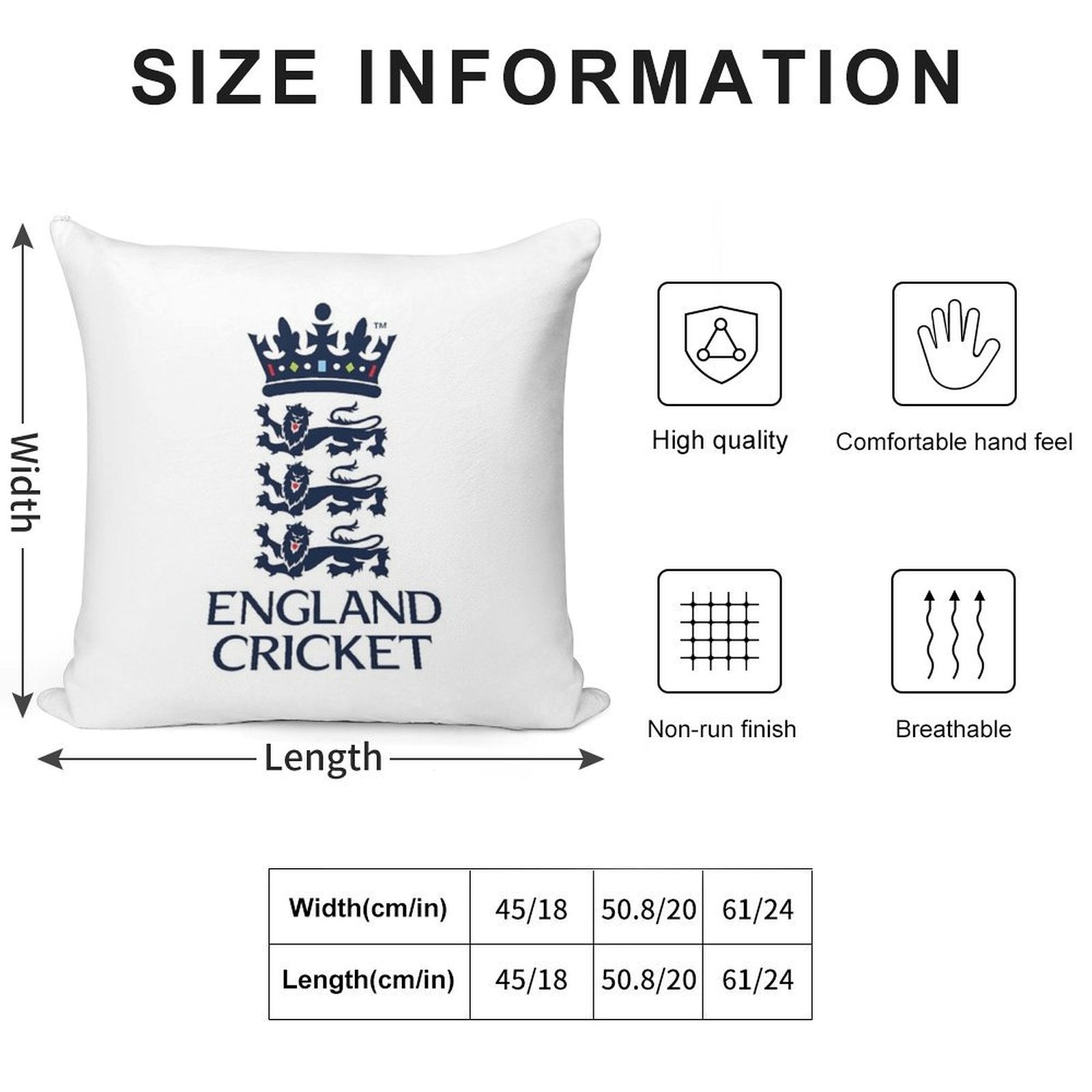 England Cricket Soft Multiple Sizes Throw Pillow