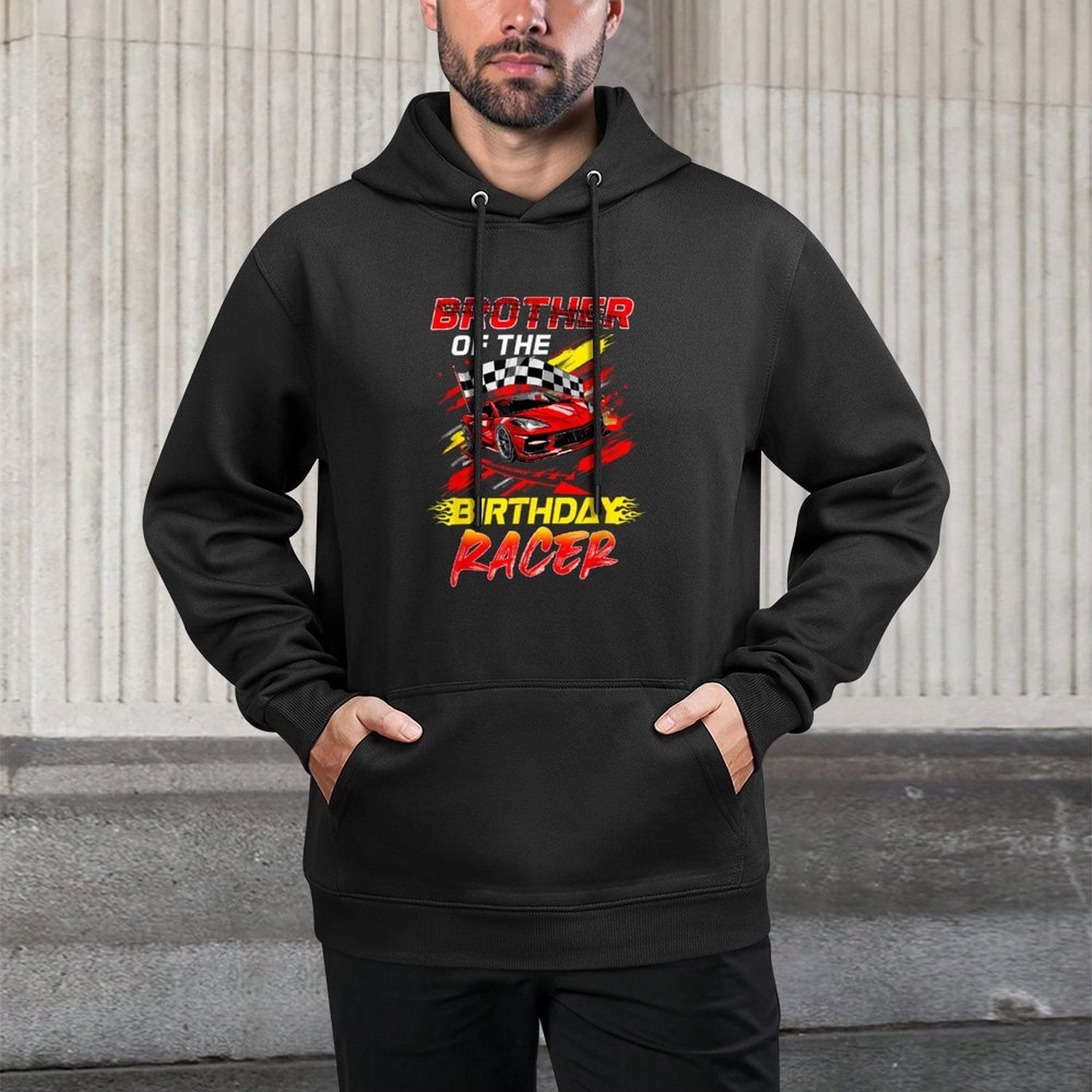 Brother Of The Birthday Racer Race Car Party Family Matching Durable Construction Hoodie