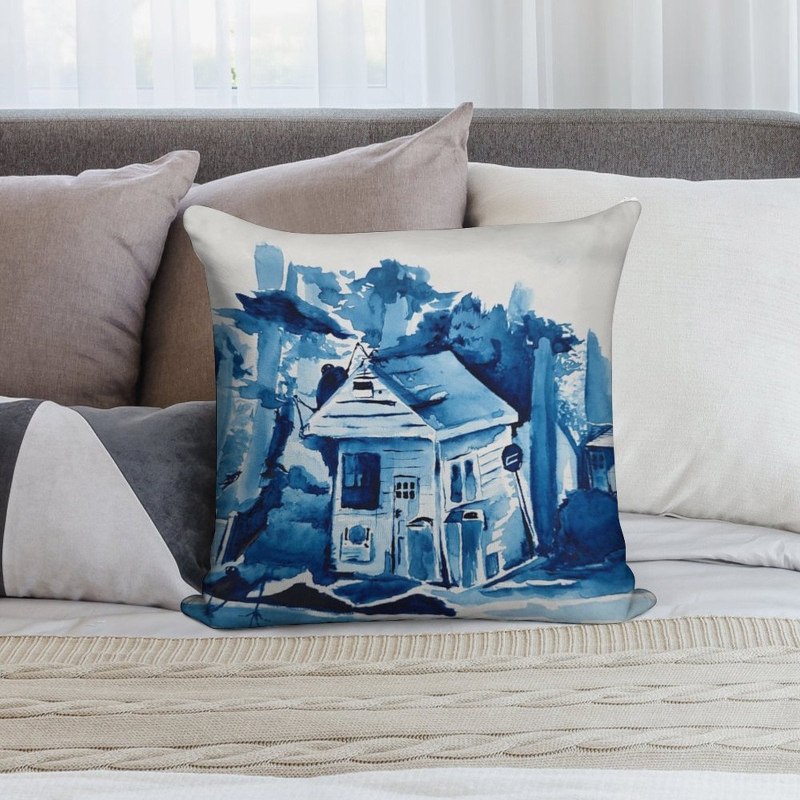 Watercolor Dabble Soft Decorative Cover Throw Pillow