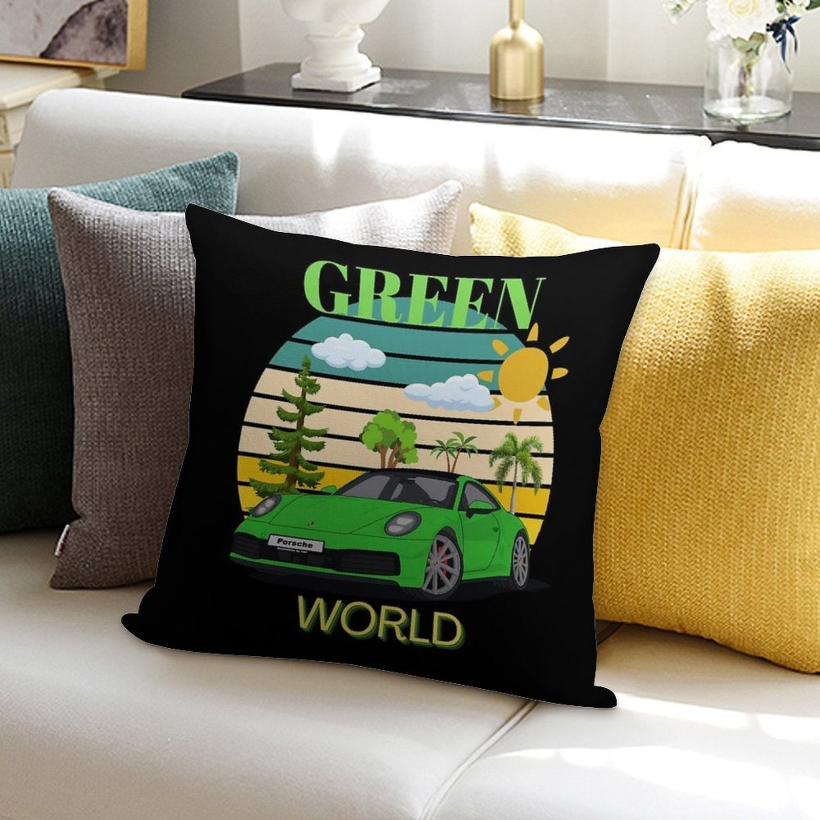 GREEN Soft High-Density Material Throw Pillow
