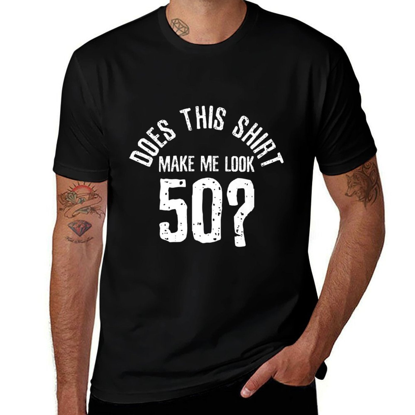 Does This Make Me Look 50 Funny 50th Birthday Gift Premium  Affordable Price T-Shirt