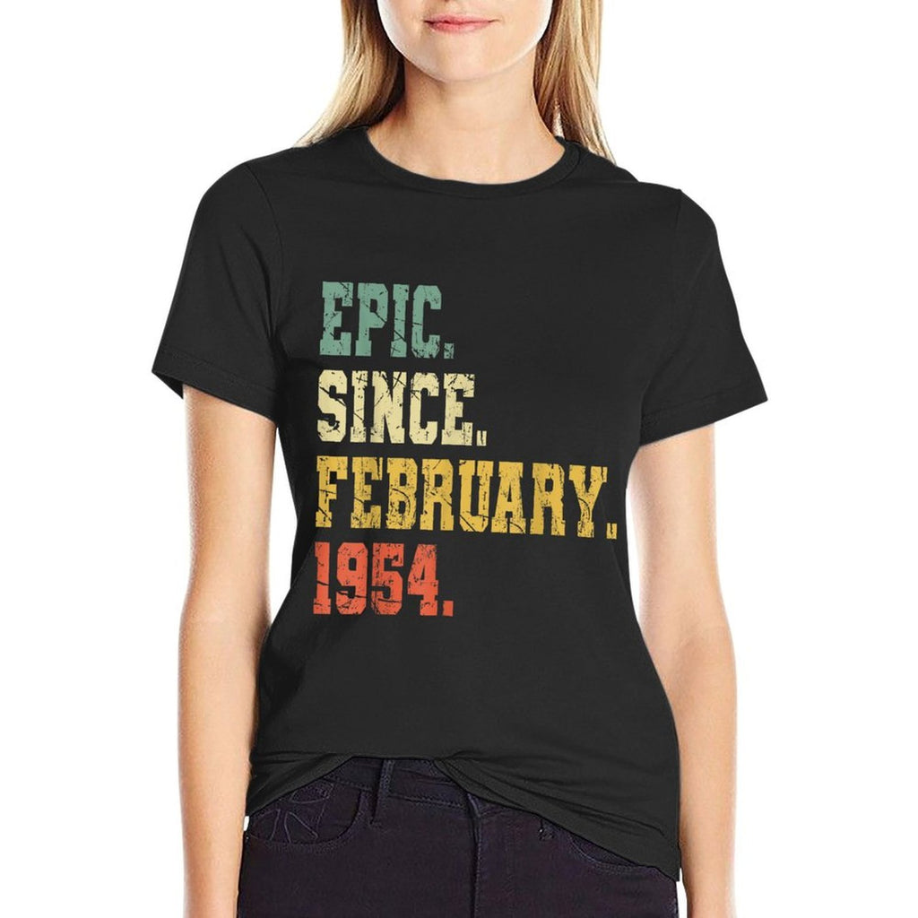 Funny 70 Years Old Vintage February 1954 Retro 70th Birthday  Cotton T-Shirt
