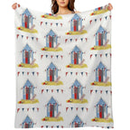 #Beach Hut Seaside Easy Care Throw Blanket