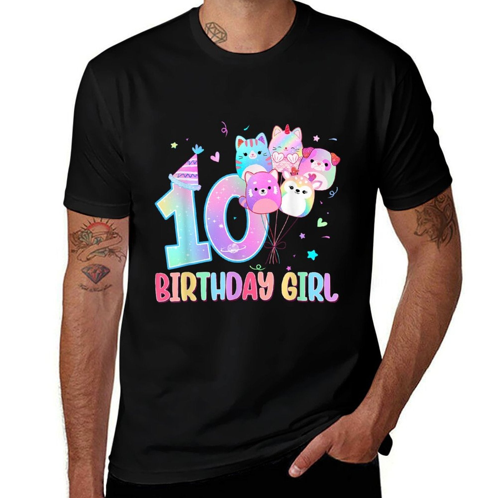 Birthday Girl 10th Birthday Squish Squad Mallow Girls  Lightweight T-Shirt
