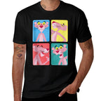 Pink Panther Colorful Portrait Pose Panels  Rolled Sleeves T-Shirt