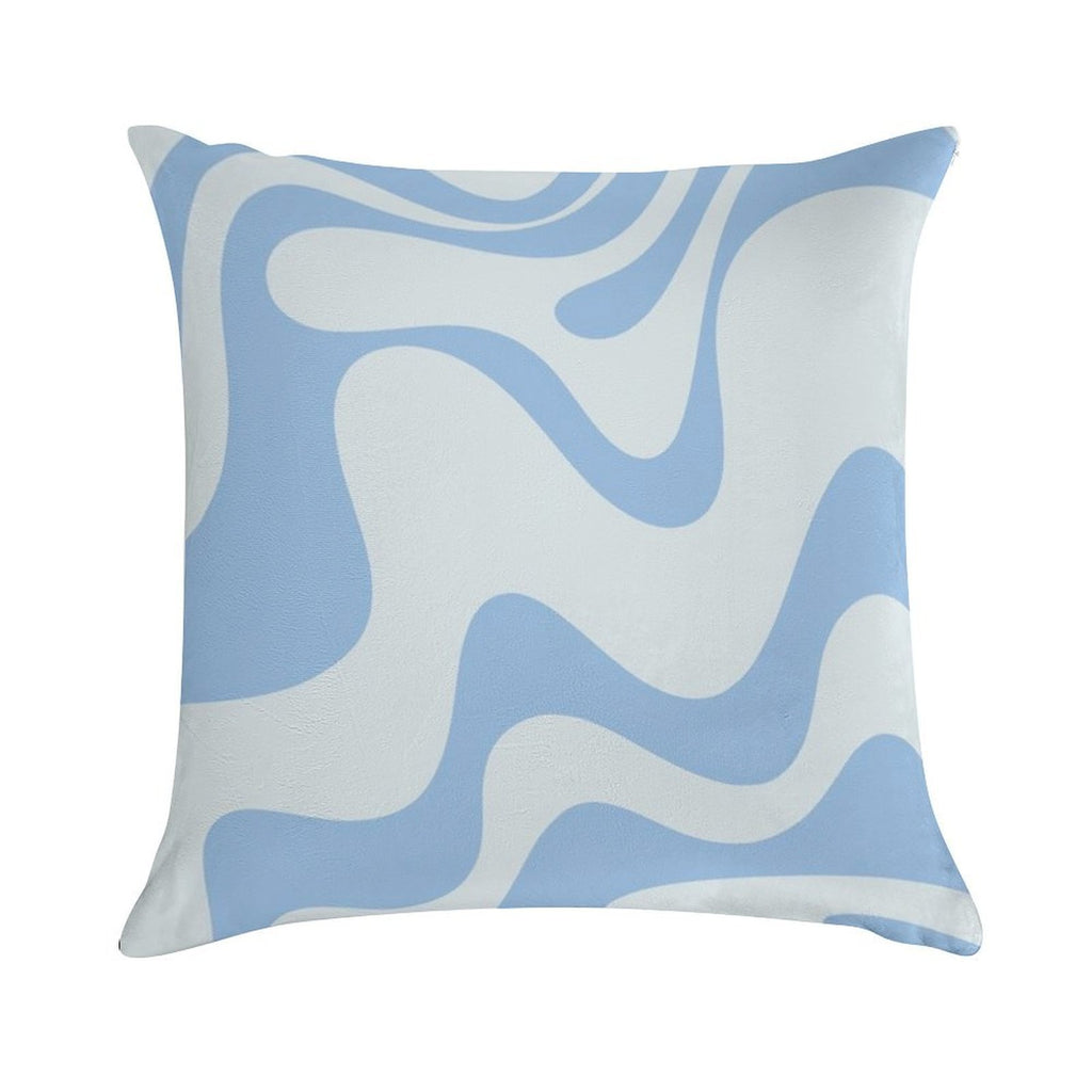 Retro Liquid Swirl Abstract Pattern 3 in Powder Blue Soft Gift Ready Throw Pillow
