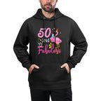 50 And Fabulous 50 Year Old Flamingo 50th Birthday Gifts Shape Retention Hoodie